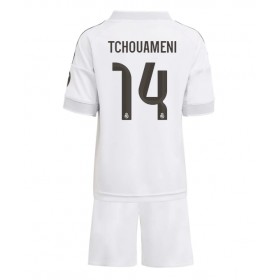 Dětské fotbalový komplet Real Madrid Aurelien Tchouameni #14 Domácí košile 2025-26 Krátkým Rukávem